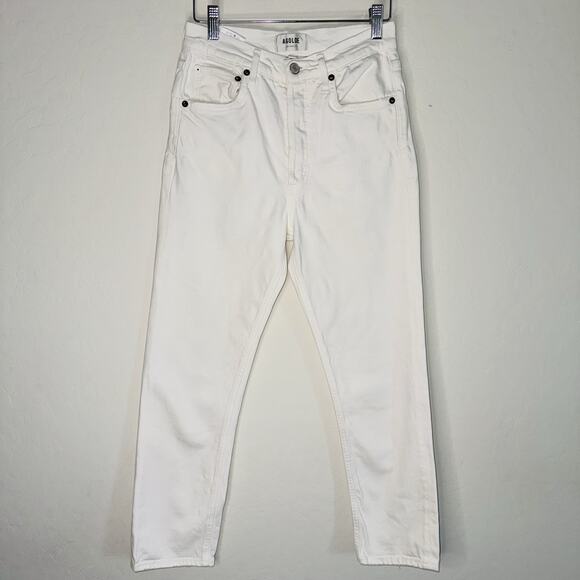 Agolde Riley Women's High Rise Straight Crop Jeans Button Fly White Size 25 - Picture 1 of 10